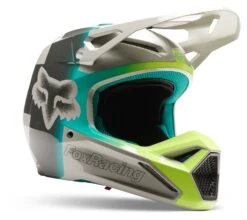 Fox Racing V1 Horyzn Helmet -Motorcycle Accessories Store fox racing v1 horyzn helmet grey teal yellow