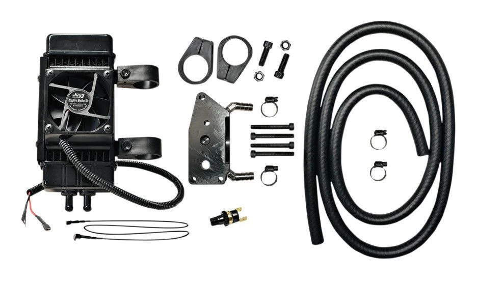 Jagg Vertical Frame Mount Fan Assisted Oil Cooler Kit For Harley 1984-2022