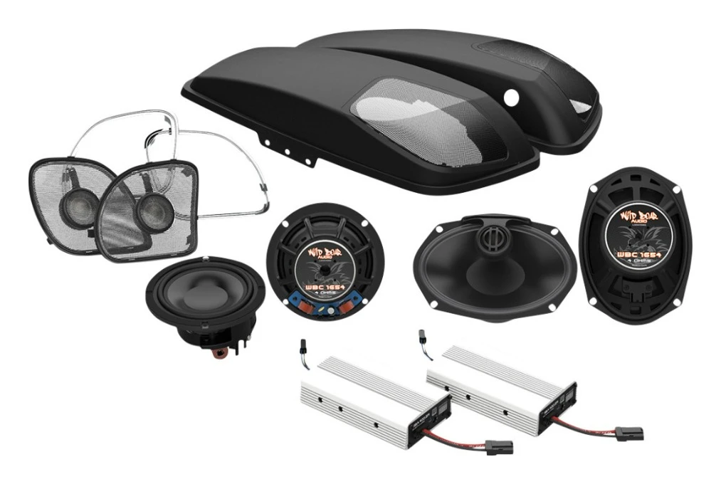 Wild Boar By Hogtunes Front Speakers, Lids, & 400 Watt Amp Kit For Harley Road Glide 2014-2023 1 Wild Boar By Hogtunes Front Speakers, Lids, & 400 Watt Amp Kit For Harley Road Glide 2014-2023